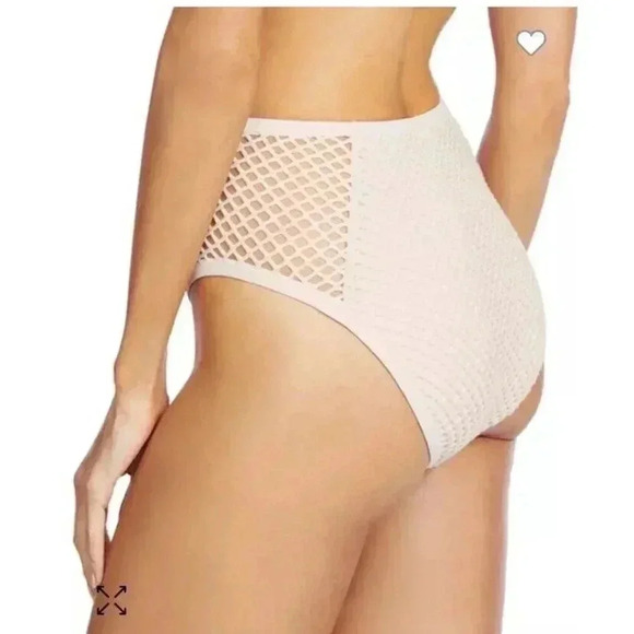 NEW Robin Piccone Pua Cream Crochet Triangle High Waisted Bikini Size Large - Picture 6 of 16
